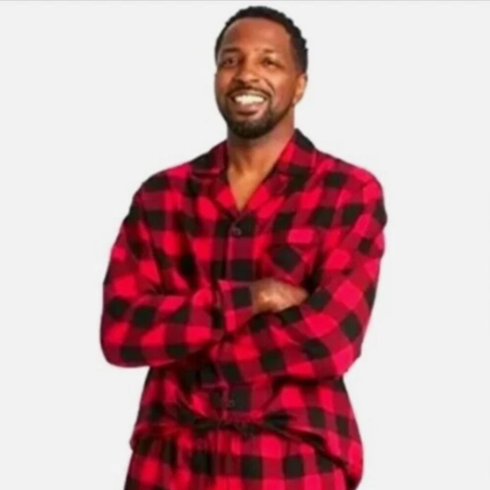 Wondershop 100% Cotton Buffalo Red Black Plaid Button Down Pajama Top mens XXL